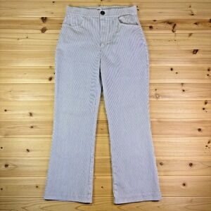 Free People Pants Womens Medium White Striped Florence Flared Cropped High Rise
